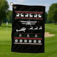 Best Christmas Thanksgiving Gift Pilots Aviation Ugly Golf Towel thumb 1