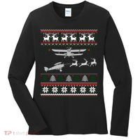 Best Christmas Thanksgiving Gift Pilots Aviation Ugly Women's Long Sleeve Shirt thumb 0
