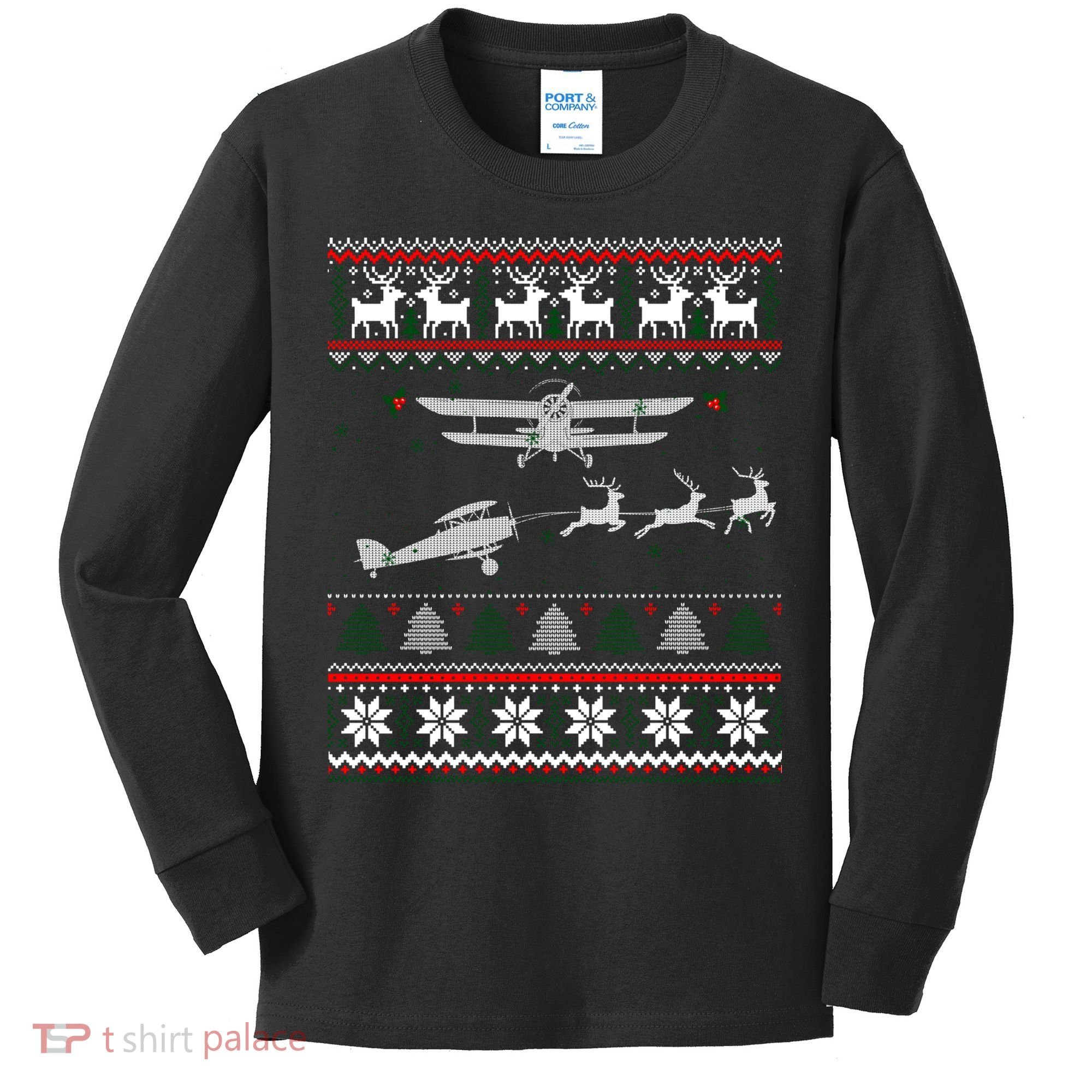 Best Christmas Thanksgiving Gift Pilots Aviation Ugly Kids Long Sleeve Shirt