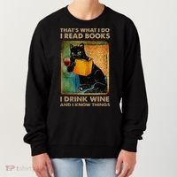 Black Cat That’s What I Do I Read Books I Drink Wine And Women's Sweatshirt thumb 0