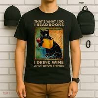 Black Cat That’s What I Do I Read Books I Drink Wine And T-Shirt thumb 6