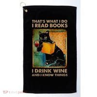 Black Cat That’s What I Do I Read Books I Drink Wine And Golf Towel thumb 0