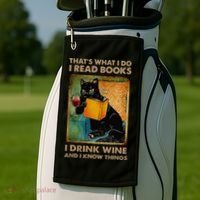 Black Cat That’s What I Do I Read Books I Drink Wine And Golf Towel thumb 2