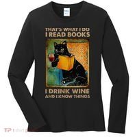 Black Cat That’s What I Do I Read Books I Drink Wine And Women's Long Sleeve Shirt thumb 0