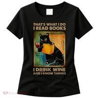 Black Cat That’s What I Do I Read Books I Drink Wine And Women's T-Shirt thumb 0