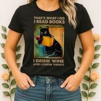 Black Cat That’s What I Do I Read Books I Drink Wine And Women's T-Shirt thumb 2