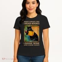 Black Cat That’s What I Do I Read Books I Drink Wine And Women's T-Shirt thumb 4
