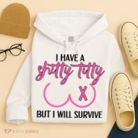 Breast Cancer Tees I Have A Shitty Titty But I Will Survive Hoodie thumb 4