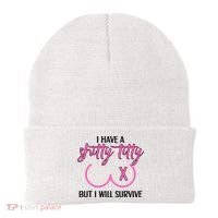 Breast Cancer Tees I Have A Shitty Titty But I Will Survive Beanie thumb 0