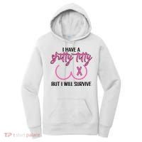 Breast Cancer Tees I Have A Shitty Titty But I Will Survive Women's Hoodie thumb 0