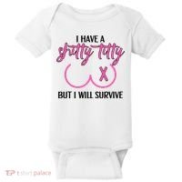 Breast Cancer Tees I Have A Shitty Titty But I Will Survive Baby Bodysuit thumb 0