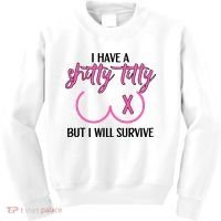 Breast Cancer Tees I Have A Shitty Titty But I Will Survive Kids Sweatshirt thumb 0