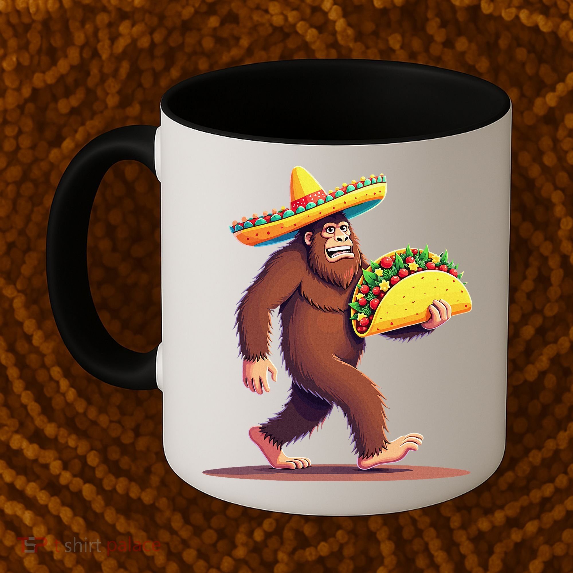 Bigfoot Carrying Taco Funny Cinco De Mayo Sombrero Coffee Mug