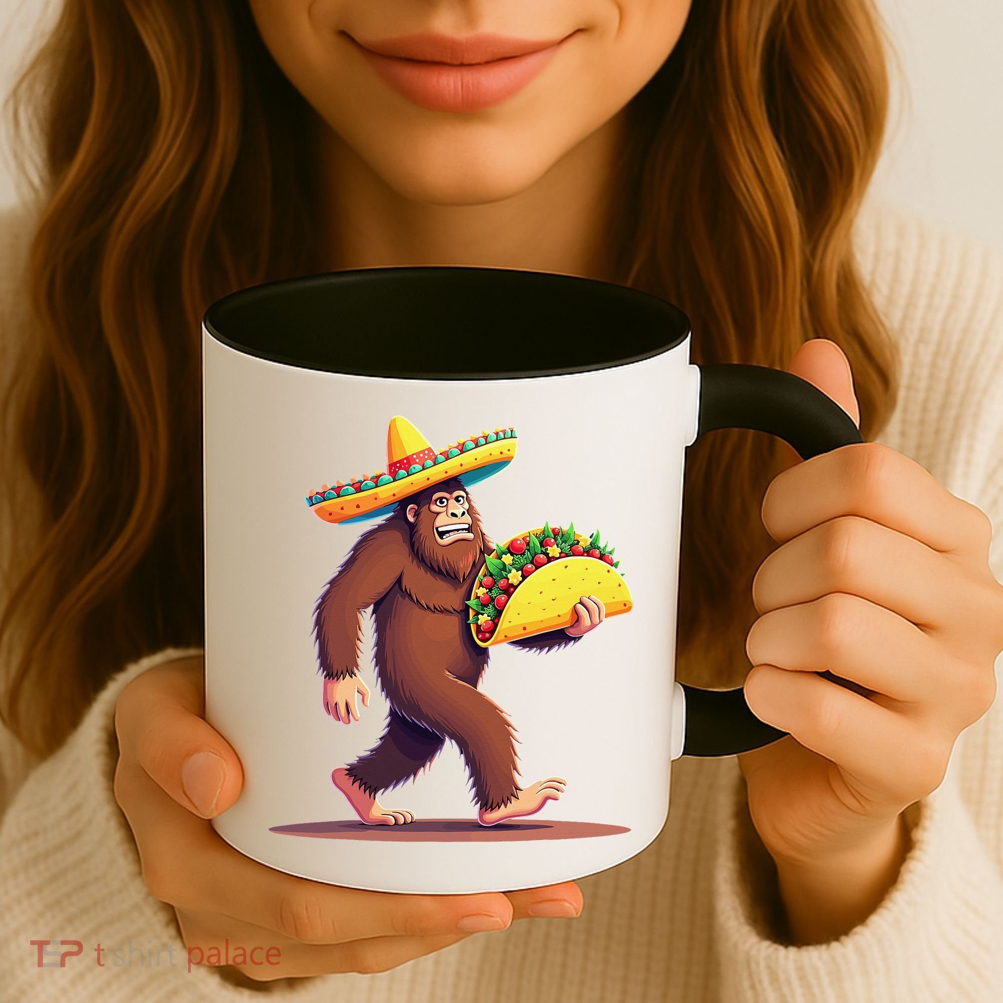 Bigfoot Carrying Taco Funny Cinco De Mayo Sombrero Coffee Mug