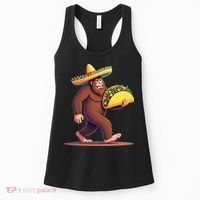 Bigfoot Carrying Taco Funny Cinco De Mayo Sombrero Women's Tank Top thumb 0