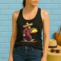 Bigfoot Carrying Taco Funny Cinco De Mayo Sombrero Women's Tank Top thumb 2