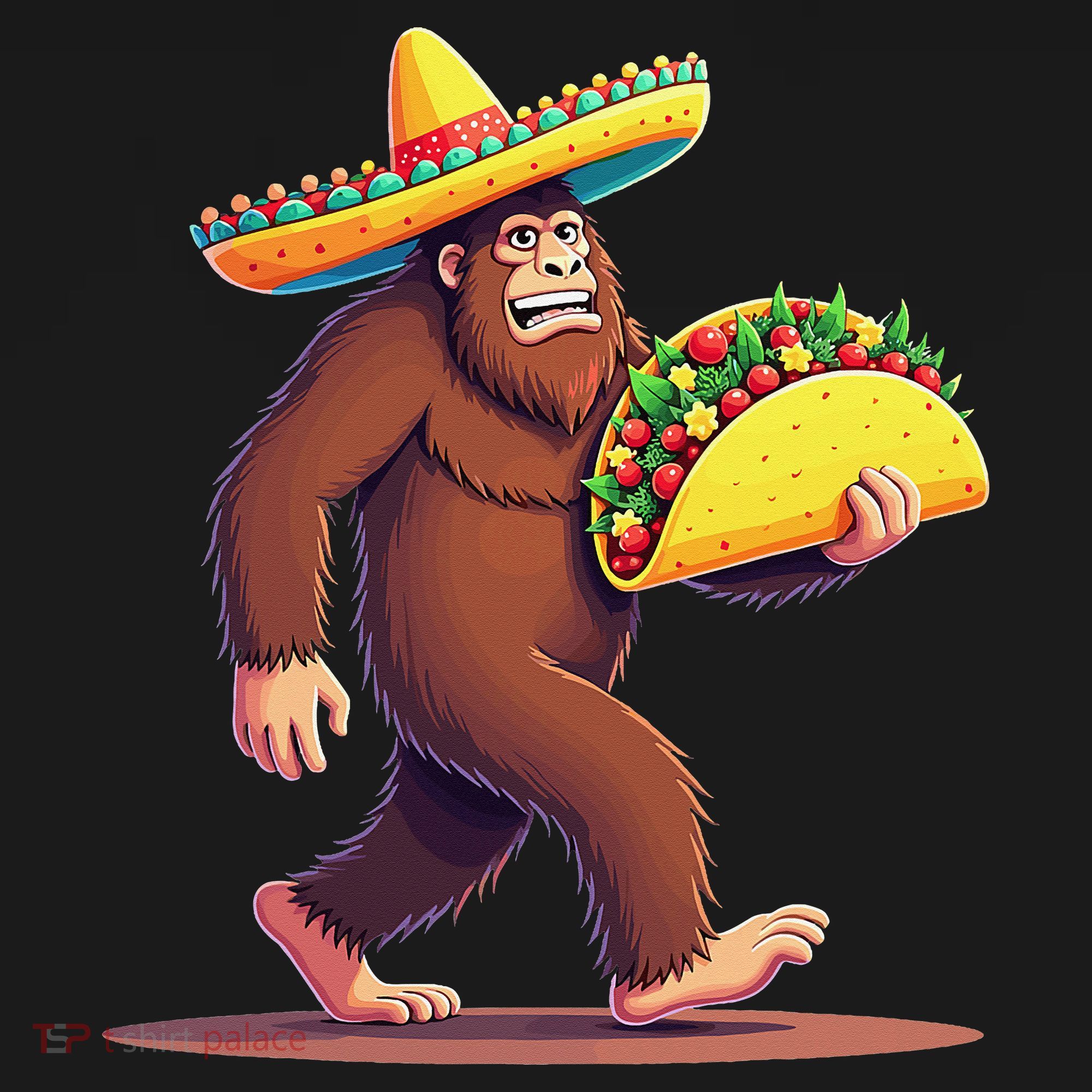 Bigfoot Carrying Taco Funny Cinco De Mayo Sombrero Women's Tank Top