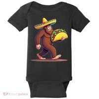 Bigfoot Carrying Taco Funny Cinco De Mayo Sombrero Baby Bodysuit thumb 0