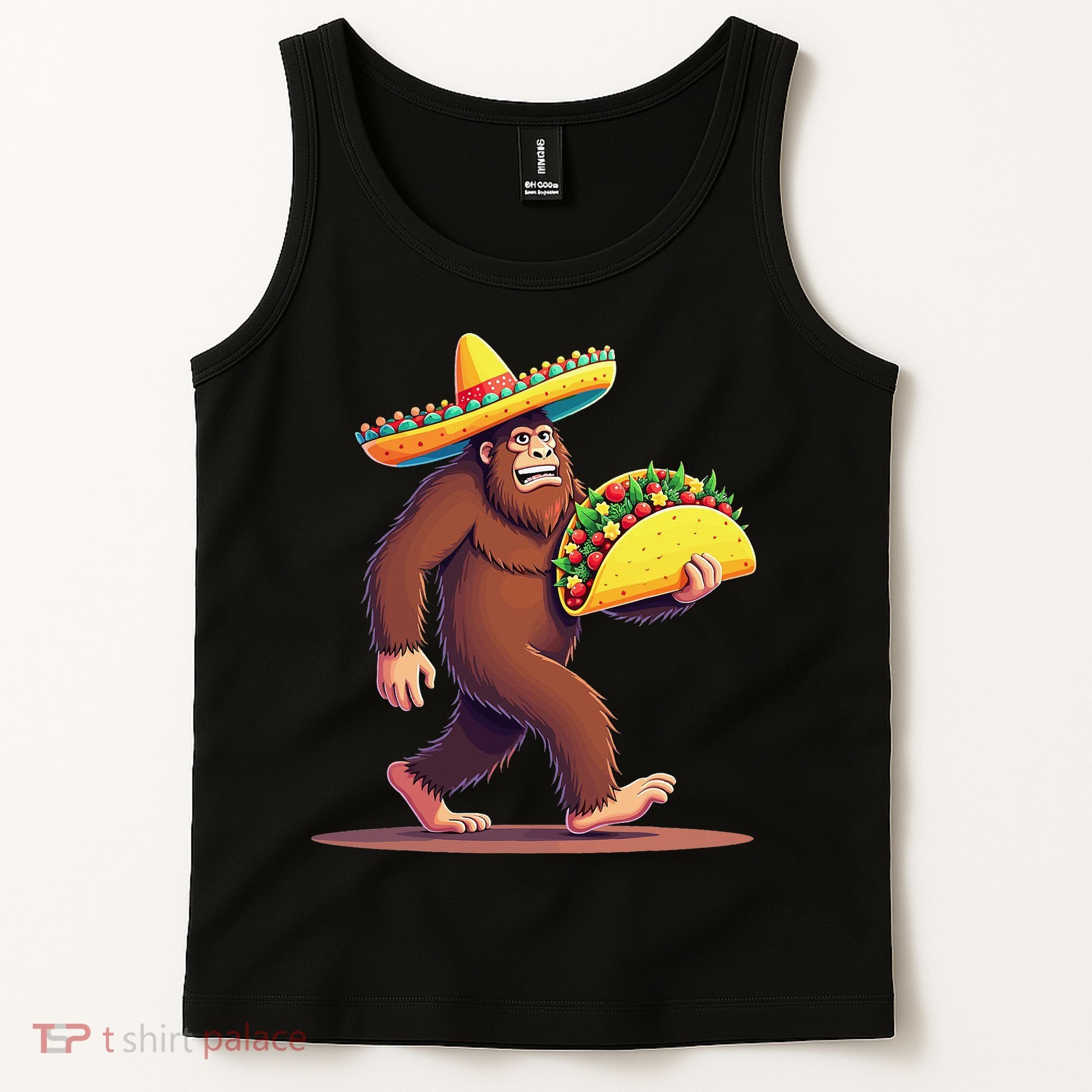 Bigfoot Carrying Taco Funny Cinco De Mayo Sombrero Tank Top