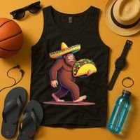 Bigfoot Carrying Taco Funny Cinco De Mayo Sombrero Tank Top thumb 4
