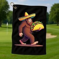 Bigfoot Carrying Taco Funny Cinco De Mayo Sombrero Golf Towel thumb 1