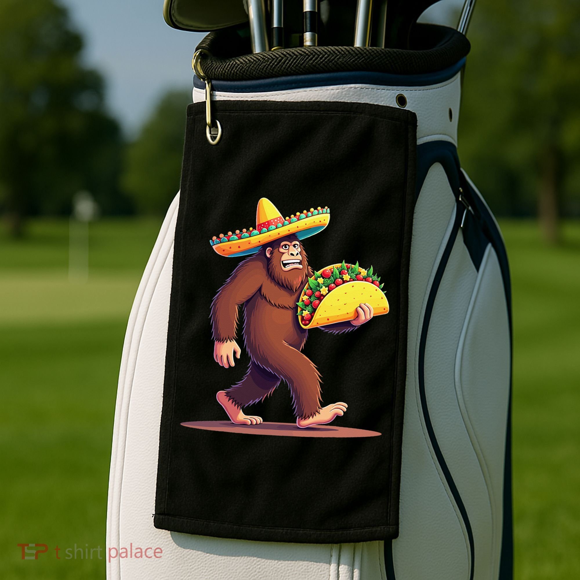 Bigfoot Carrying Taco Funny Cinco De Mayo Sombrero Golf Towel