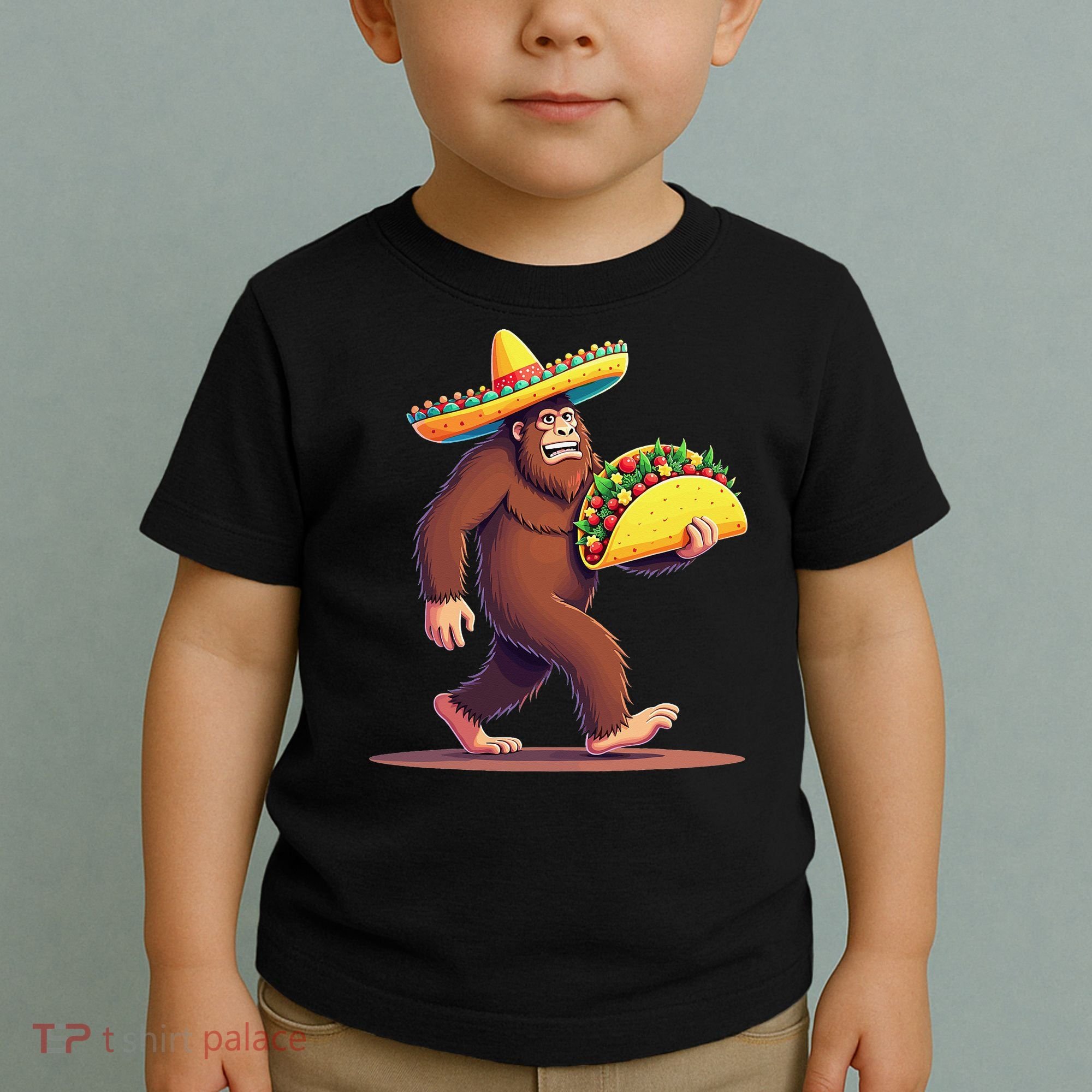 Bigfoot Carrying Taco Funny Cinco De Mayo Sombrero Toddler T-Shirt