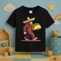 Bigfoot Carrying Taco Funny Cinco De Mayo Sombrero Toddler T-Shirt thumb 3