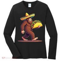 Bigfoot Carrying Taco Funny Cinco De Mayo Sombrero Women's Long Sleeve Shirt thumb 0