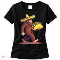 Bigfoot Carrying Taco Funny Cinco De Mayo Sombrero Women's T-Shirt thumb 0