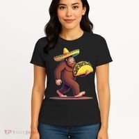 Bigfoot Carrying Taco Funny Cinco De Mayo Sombrero Women's T-Shirt thumb 4