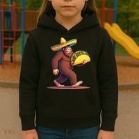Bigfoot Carrying Taco Funny Cinco De Mayo Sombrero Kids Hoodie thumb 3