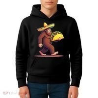 Bigfoot Carrying Taco Funny Cinco De Mayo Sombrero Kids Hoodie thumb 4