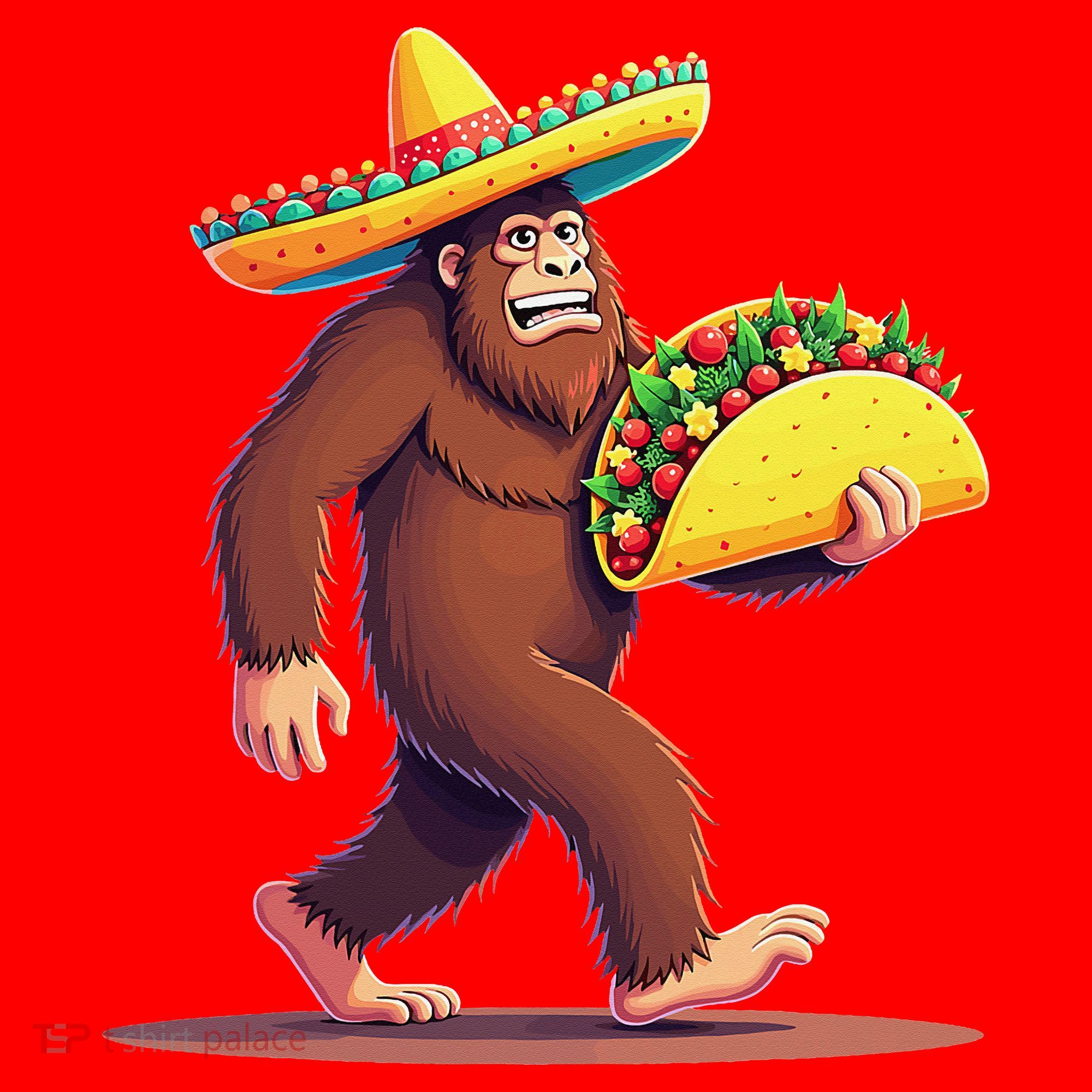 Bigfoot Carrying Taco Funny Cinco De Mayo Sombrero Santa Hat