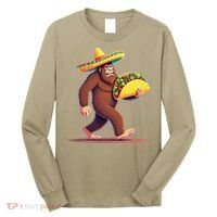 Bigfoot Carrying Taco Funny Cinco De Mayo Sombrero Long Sleeve Shirt thumb 0