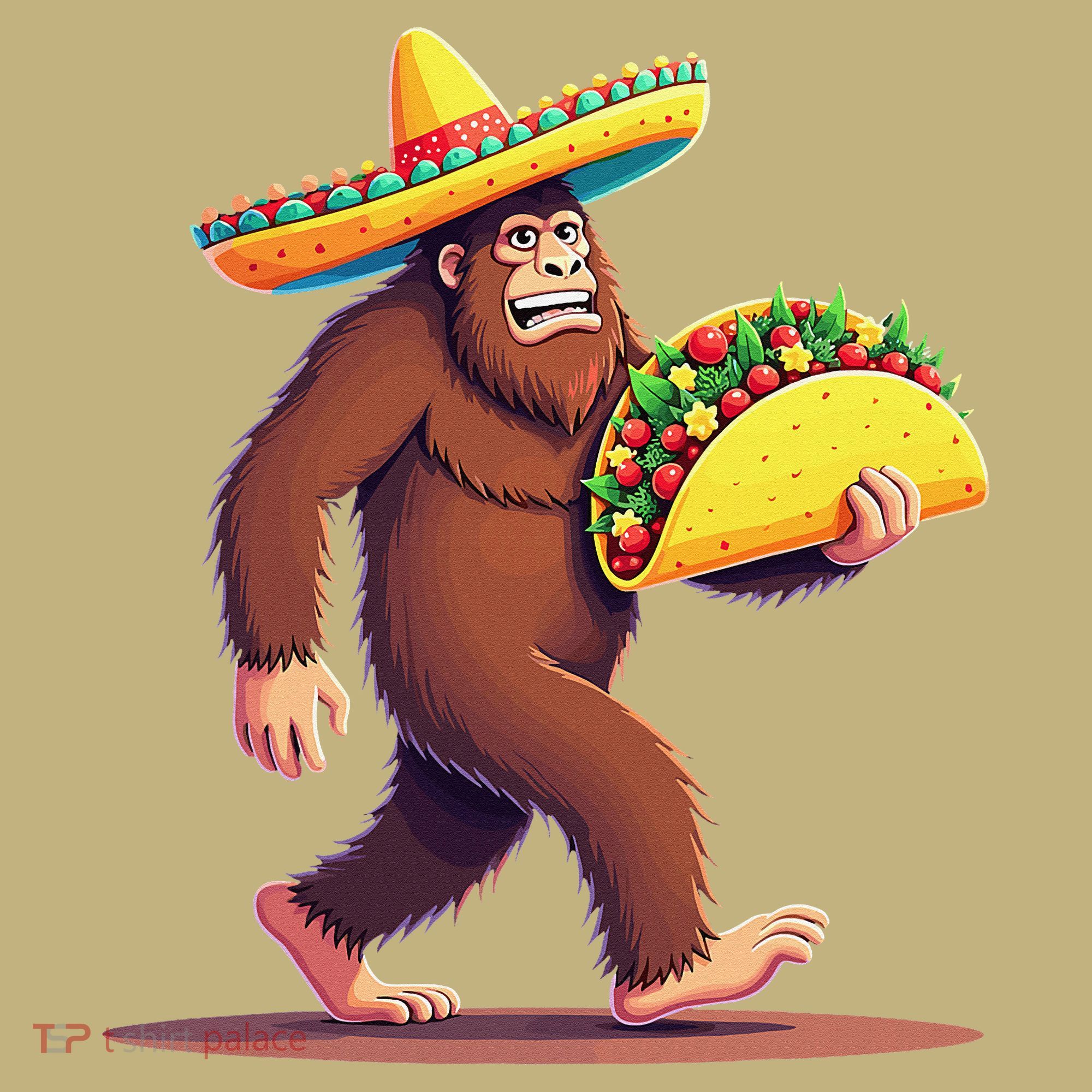 Bigfoot Carrying Taco Funny Cinco De Mayo Sombrero Sweatshirt