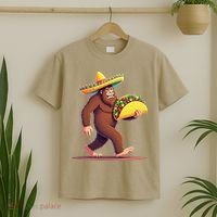 Bigfoot Carrying Taco Funny Cinco De Mayo Sombrero T-Shirt thumb 2