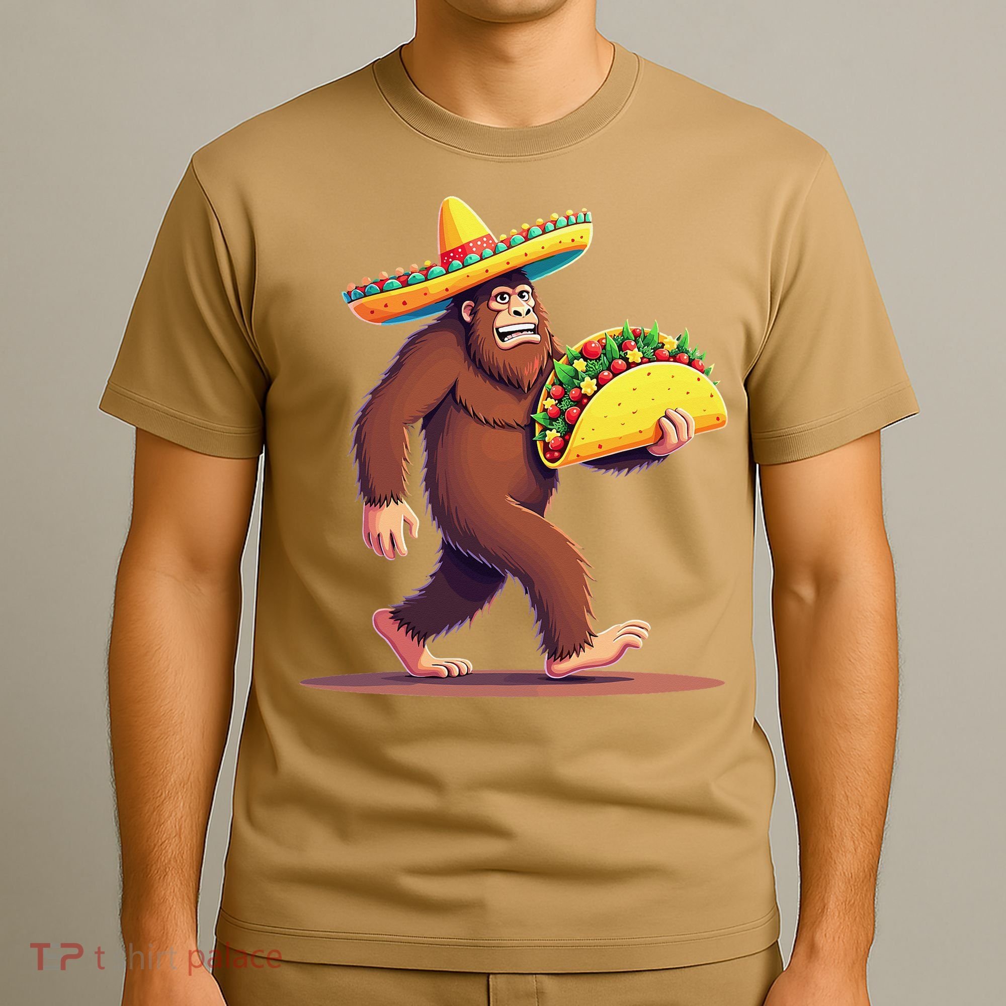 Bigfoot Carrying Taco Funny Cinco De Mayo Sombrero T-Shirt