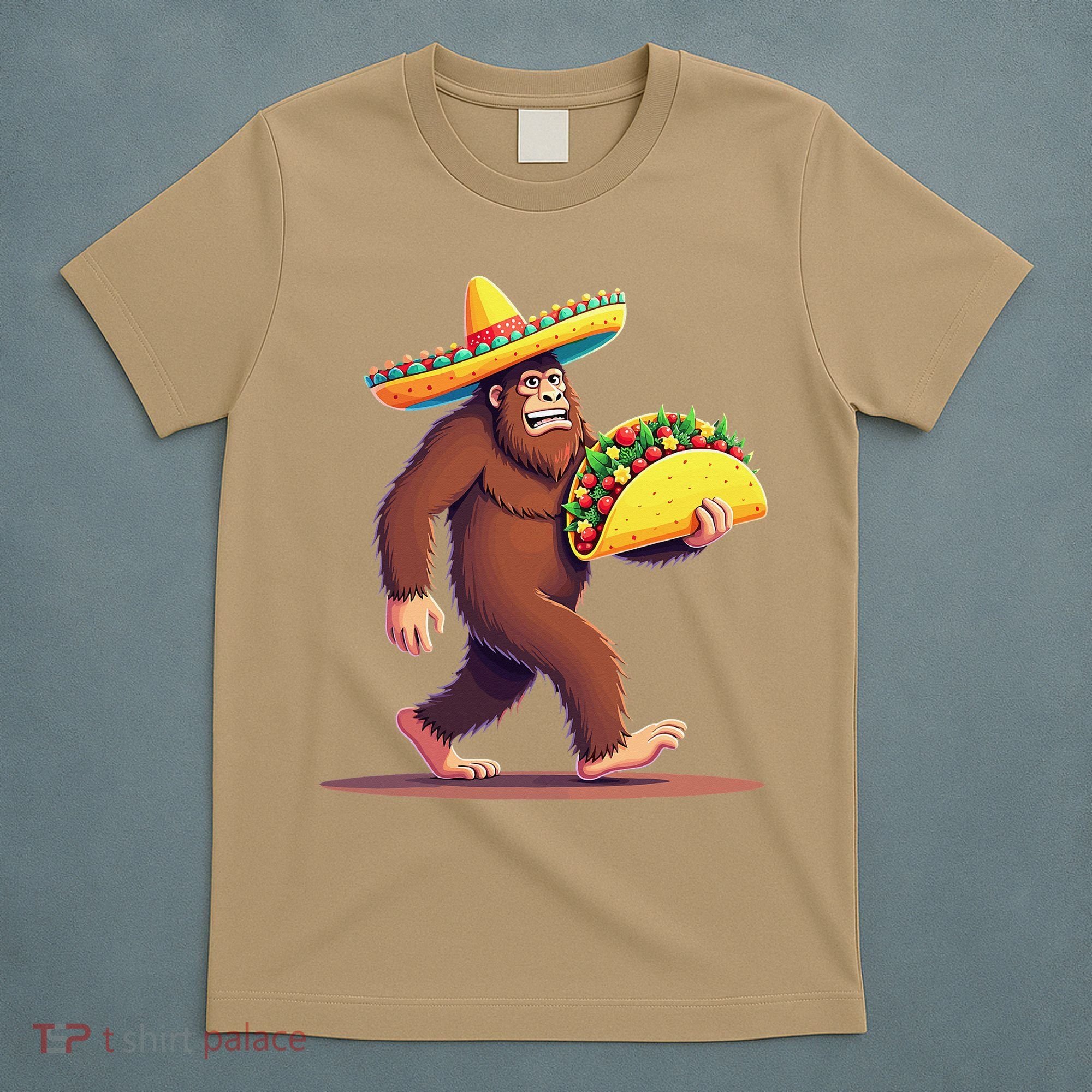 Bigfoot Carrying Taco Funny Cinco De Mayo Sombrero T-Shirt