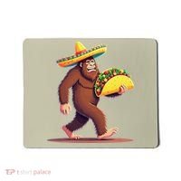 Bigfoot Carrying Taco Funny Cinco De Mayo Sombrero Mousepad thumb 0