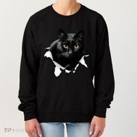 Black Cat Torn Cloth Gifts For Cat Lover Cat Dad Cat Mom Women's Sweatshirt thumb 0