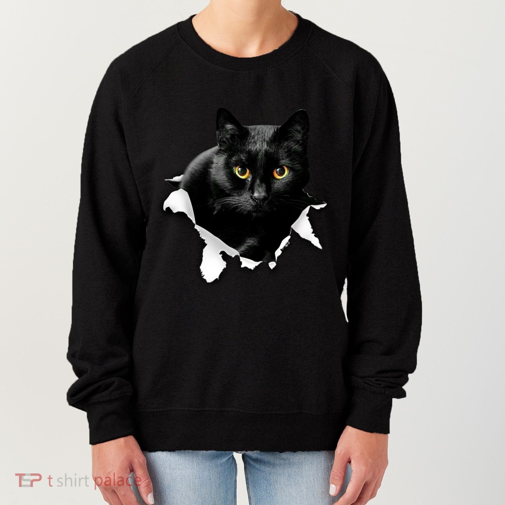 Black Cat Torn Cloth Gifts For Cat Lover Cat Dad Cat Mom Women's Sweatshirt