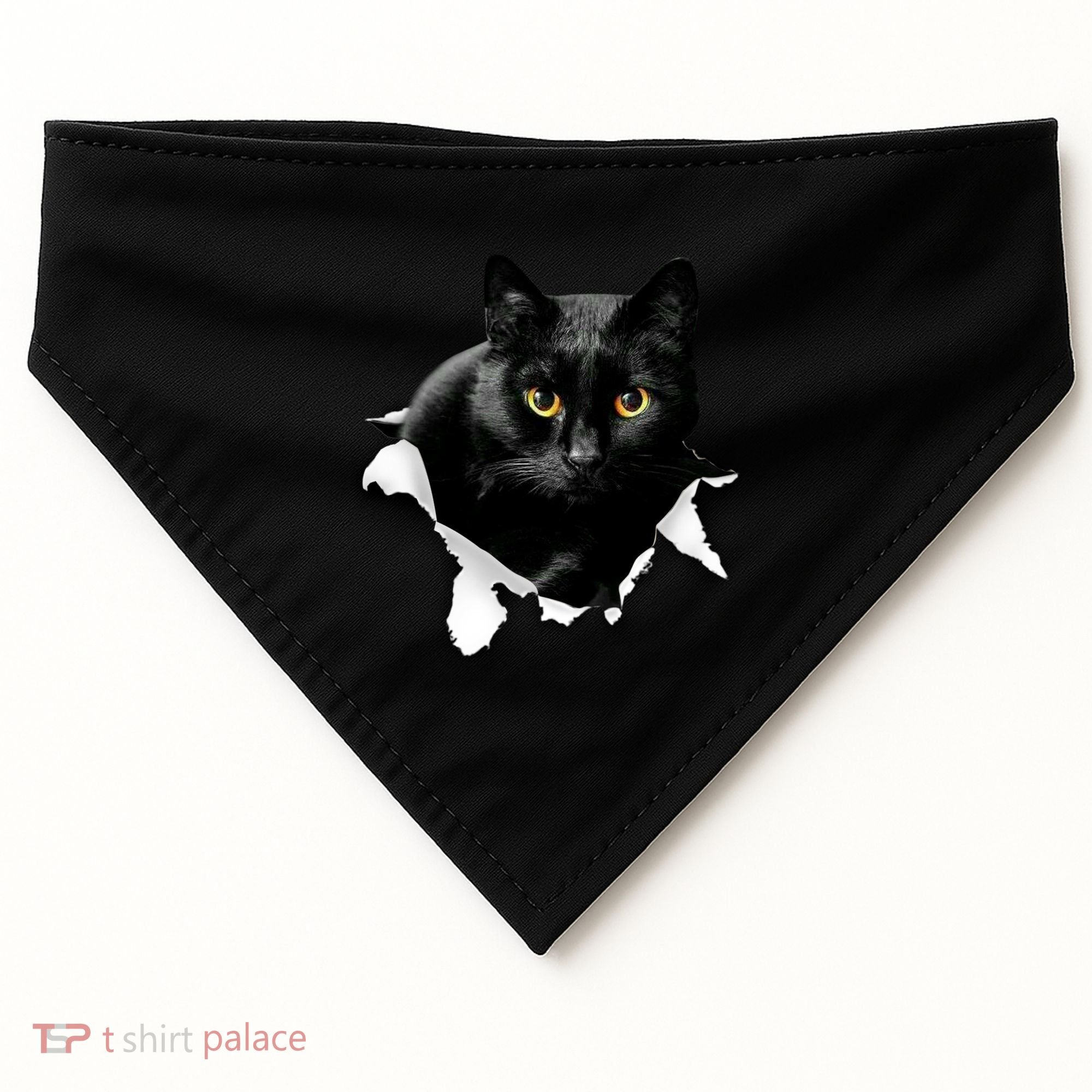 Black Cat Torn Cloth Gifts For Cat Lover Cat Dad Cat Mom USA-Made Doggie Bandana