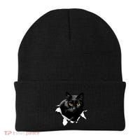 Black Cat Torn Cloth Gifts For Cat Lover Cat Dad Cat Mom Beanie thumb 0