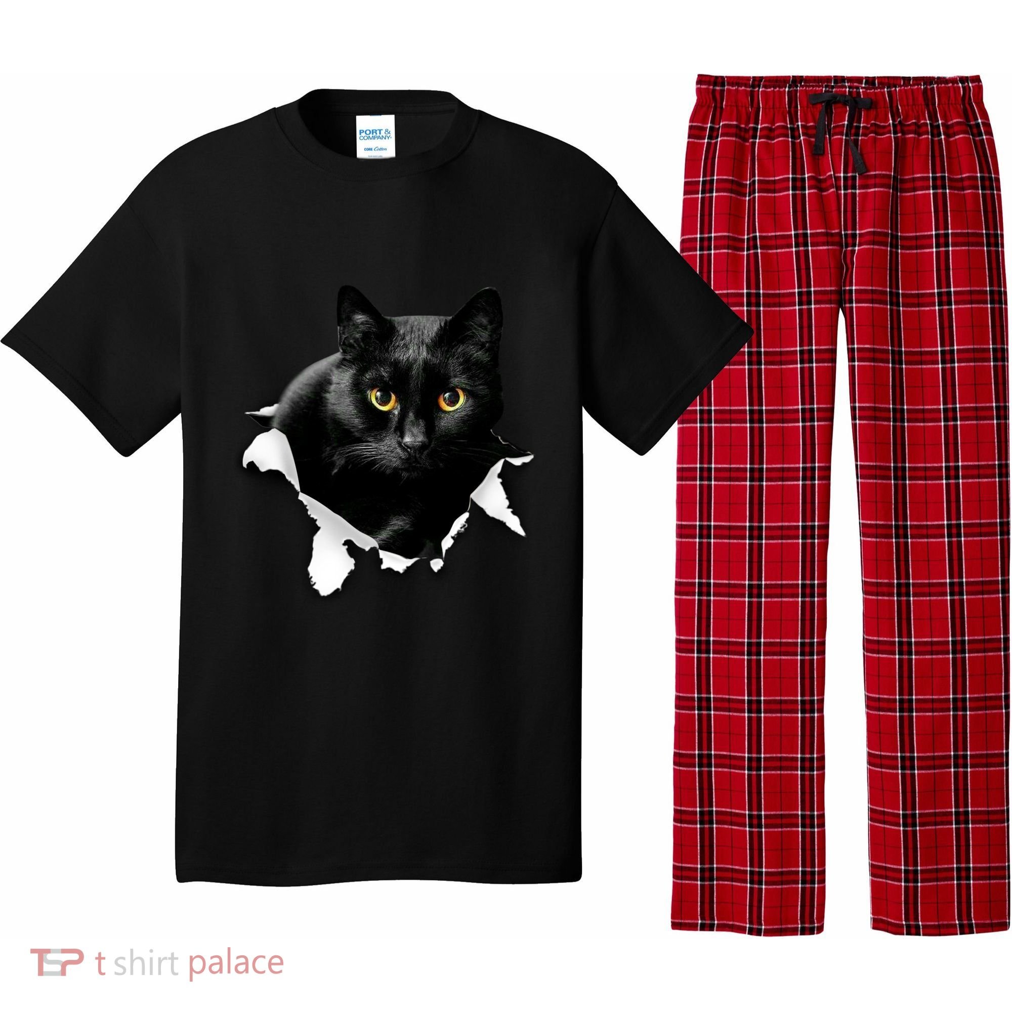 Black Cat Torn Cloth Gifts For Cat Lover Cat Dad Cat Mom Pajama Set