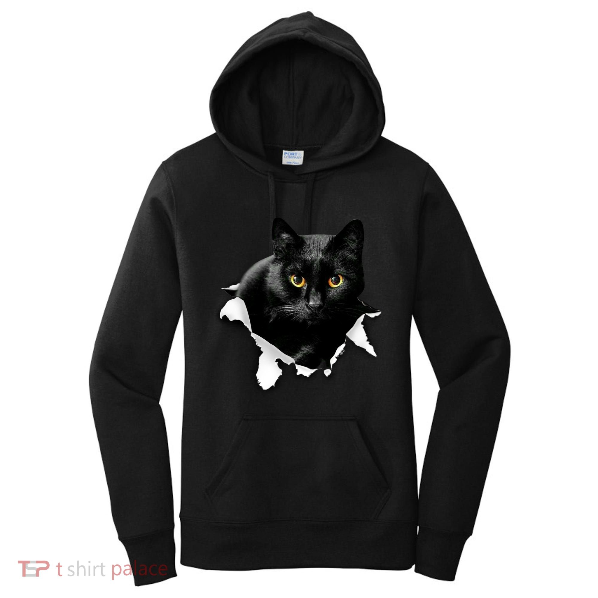 Black Cat Torn Cloth Gifts For Cat Lover Cat Dad Cat Mom Women's Hoodie