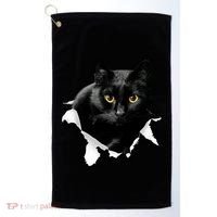 Black Cat Torn Cloth Gifts For Cat Lover Cat Dad Cat Mom Golf Towel thumb 0