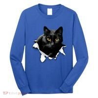 Black Cat Torn Cloth Gifts For Cat Lover Cat Dad Cat Mom Long Sleeve Shirt thumb 0