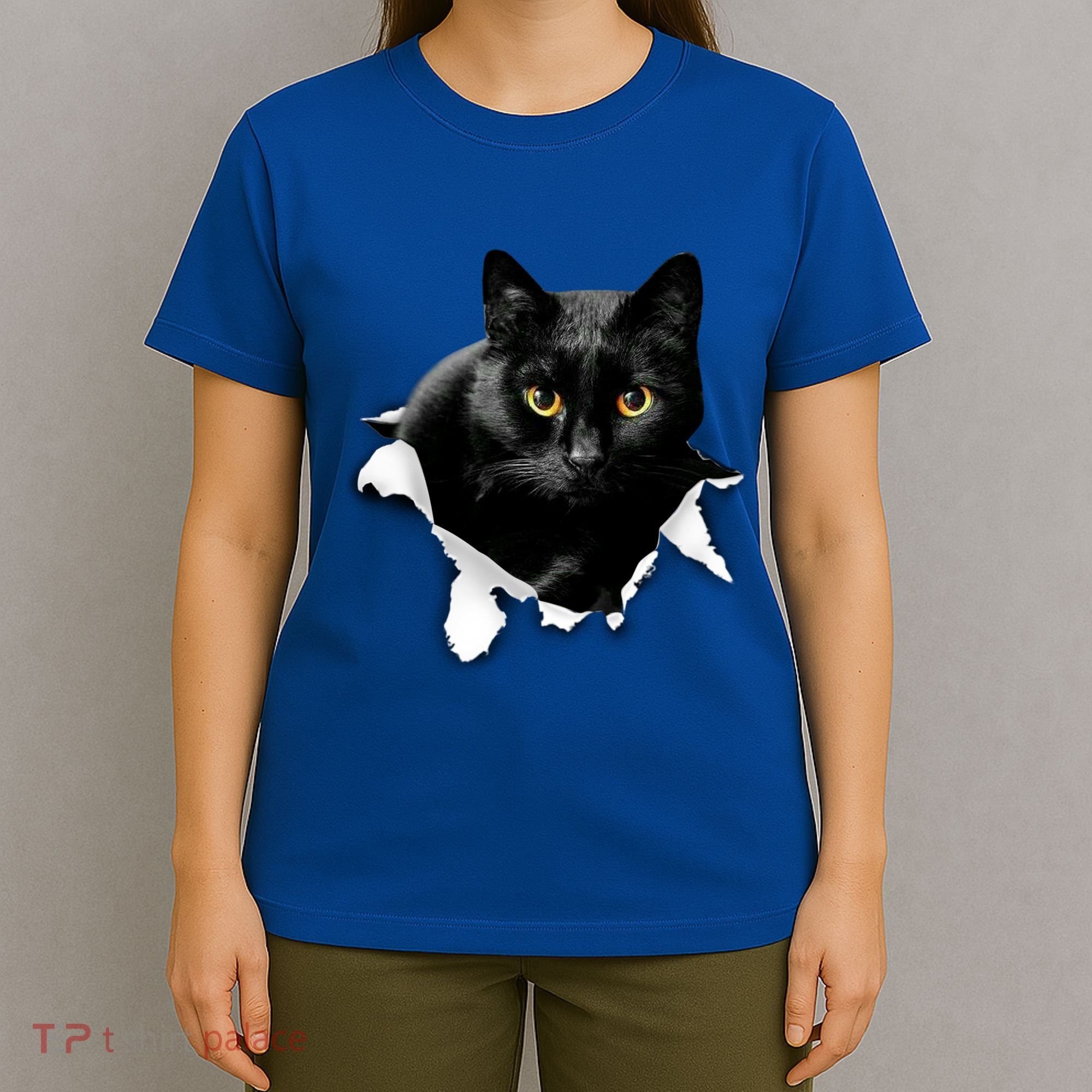 Black Cat Torn Cloth Gifts For Cat Lover Cat Dad Cat Mom T-Shirt