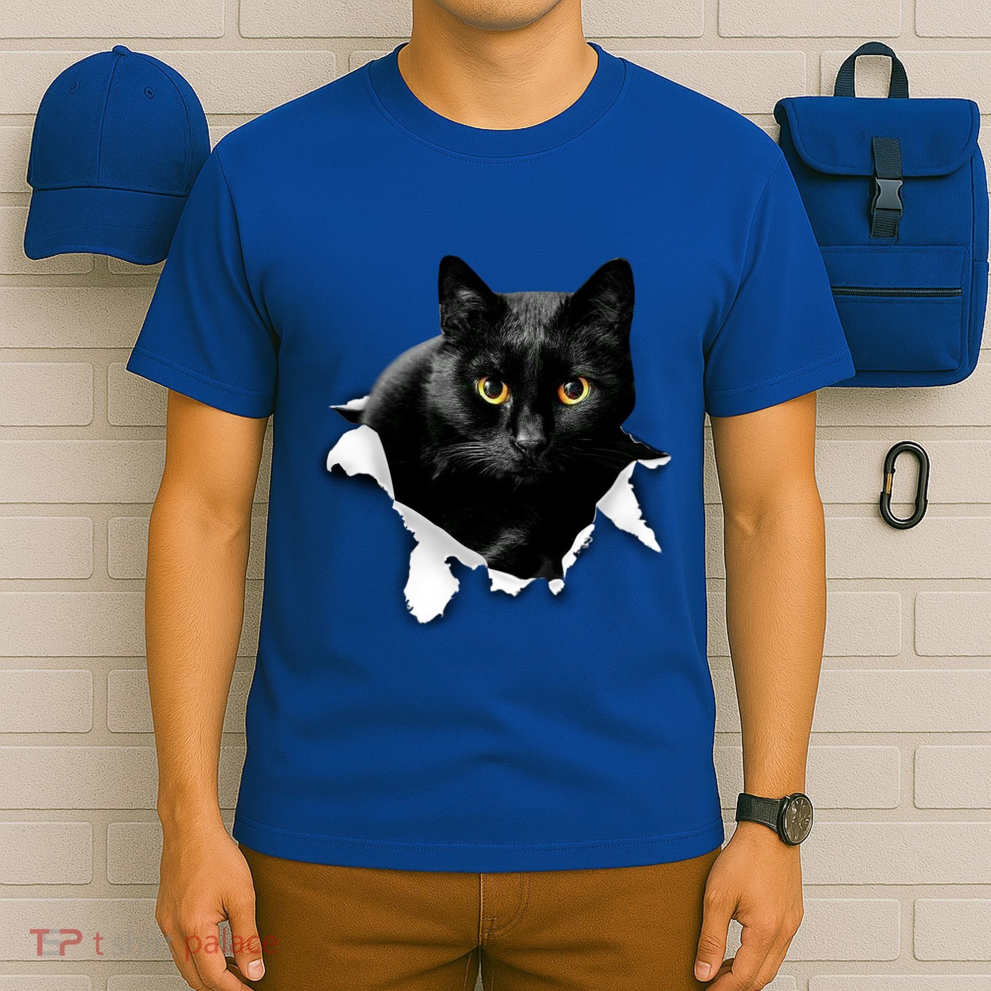 Black Cat Torn Cloth Gifts For Cat Lover Cat Dad Cat Mom T-Shirt